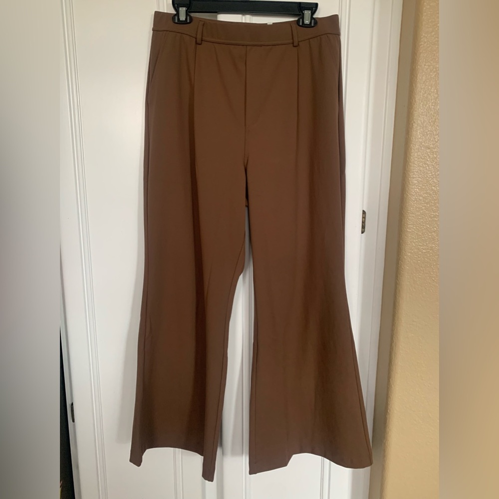 HALARA Brown Boot-Cut Wide-Leg Trousers